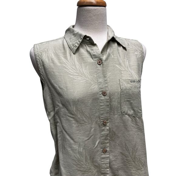 VTG Big Dogs Resortwear 100% Silk Top Sz M Pale Green Button Up Tropical Coastal - Picture 5 of 13